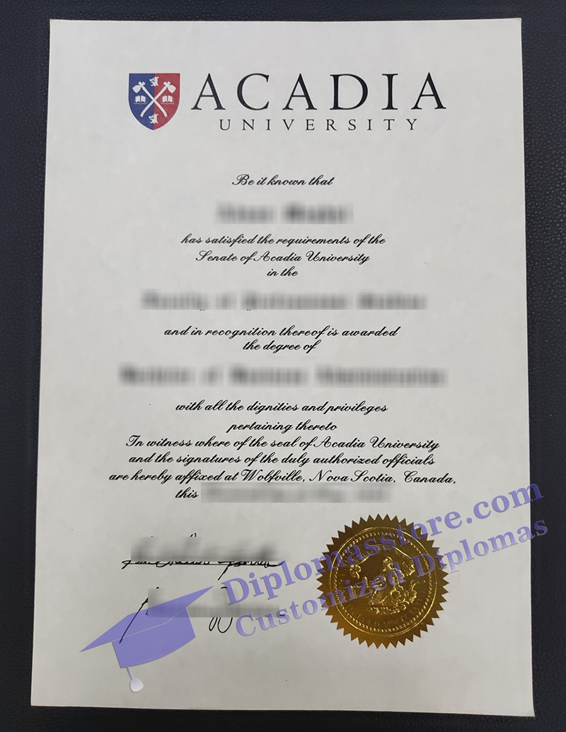 Acadia University diploma, Acadia University certificate,