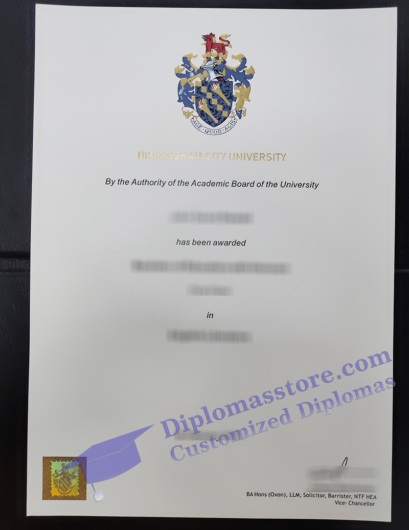 Birmingham City University degree, BCU certificate,