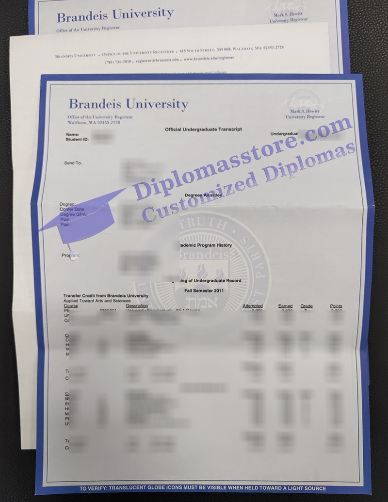 Brandeis University transcript, fake transcript,