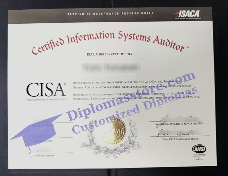 Certified Information Systems Auditor certificate, CISA certificate,