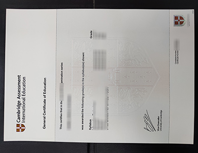 Cambridge GCE certificate, Cambridge A level certificate,