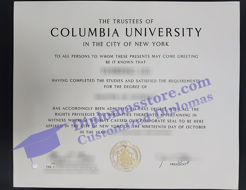 Columbia University diploma, Columbia University degree,