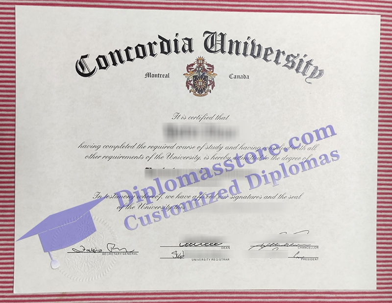Concordia University diploma, Concordia University certificate,