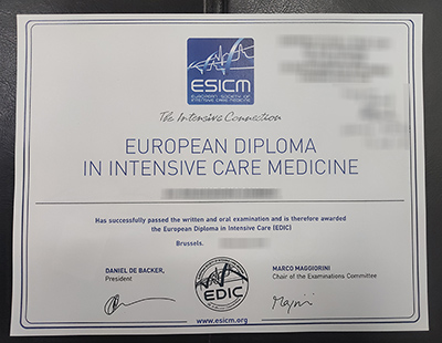 EDIC certificate, European Diploma in Intensive Care Medicine,