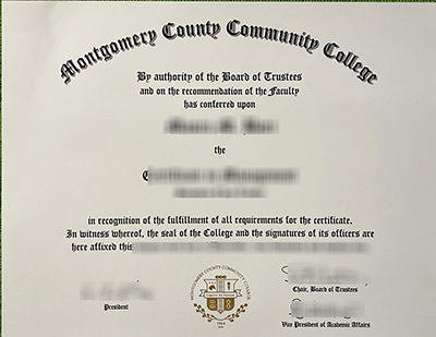 Montgomery County Community College diploma, Montgomery County Community College certificate,