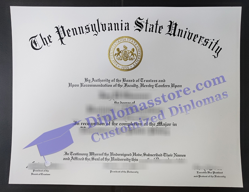 Pennsylvania State University diploma, PSU certificate,