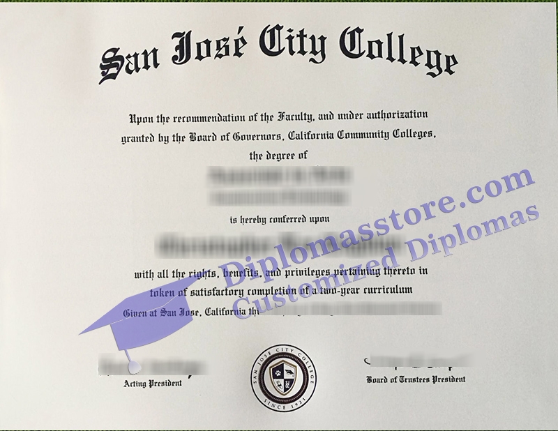 San José City College diploma, San José City College certificate,