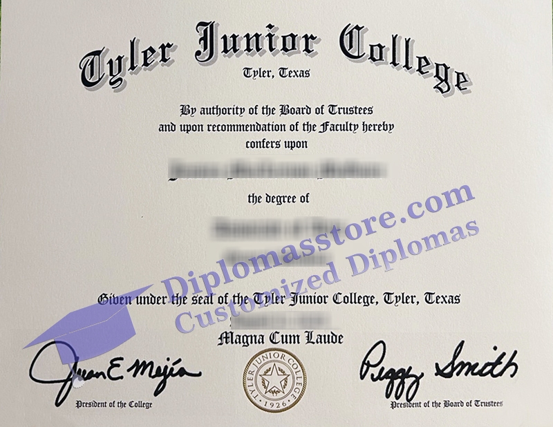 Tyler Junior College diploma, Tyler Junior College certificate,