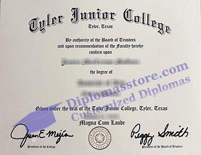 Tyler Junior College diploma, Tyler Junior College certificate,