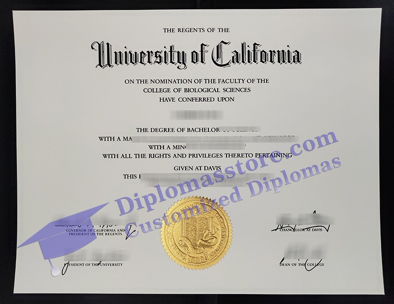 UC Davis diploma, UC Davis certificate,