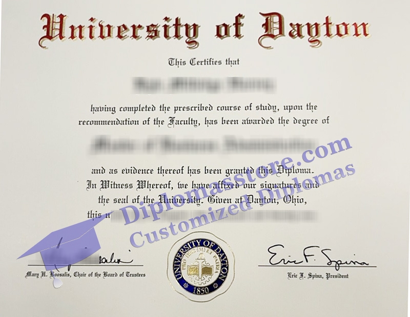 University of Dayton diploma, University of Dayton certificate,