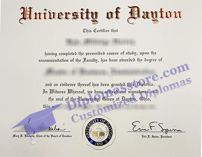 University of Dayton diploma, University of Dayton certificate,