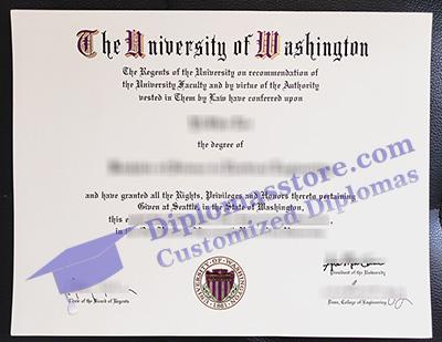 University of Washington diploma, University of Washington degree,