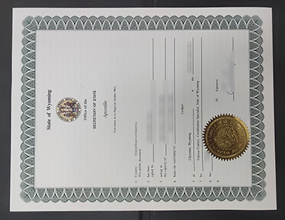 Wyoming apostille certificate