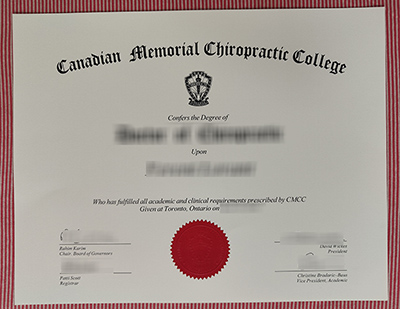 Canadian Memorial Chiropractic College diploma certificate