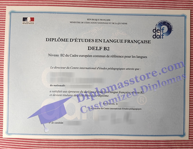 DELF B2 diploma, DELF certificate,