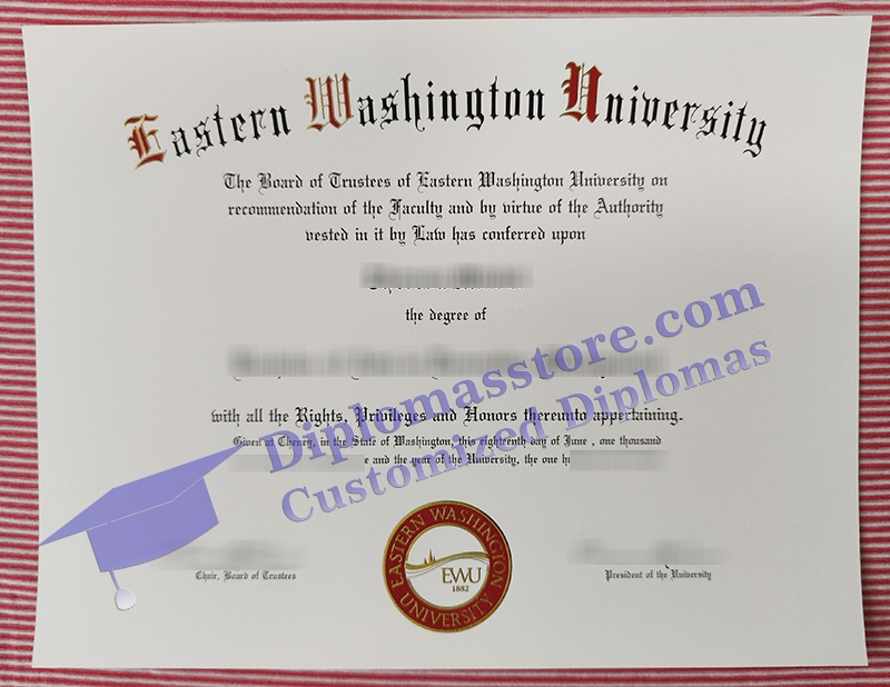 Eastern Washington University diploma, EWU degree certificate,