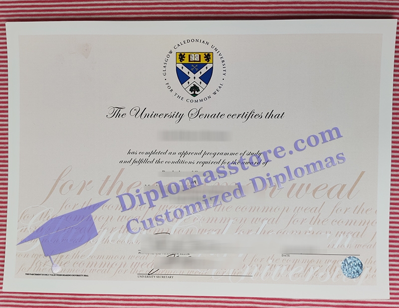 Glasgow Caledonian University degree, GCU certificate,