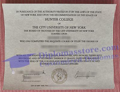 Hunter College diploma certificate