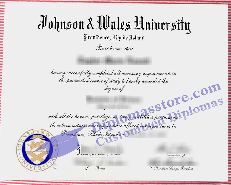 Johnson & Wales University diploma, Johnson & Wales University certificate,