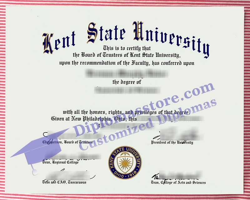 Kent State University diploma, Kent State University certificate,