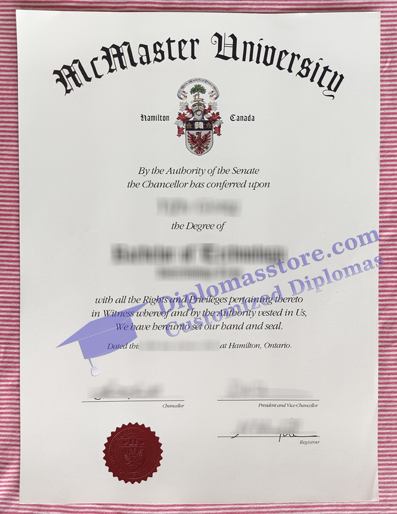 McMaster University diploma, McMaster University certificate,