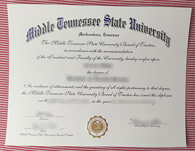 Middle Tennessee State University diploma certificate