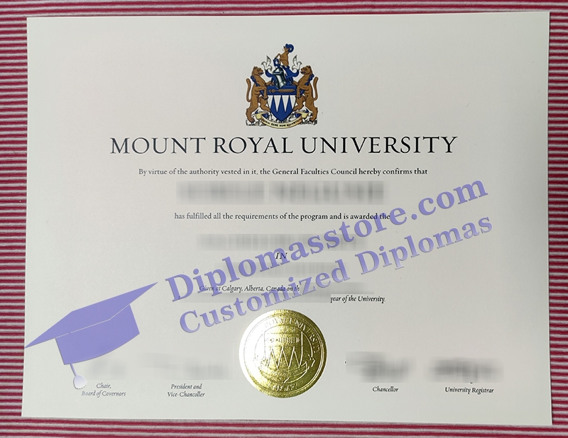 Mount Royal University diploma, Mount Royal University certificate,