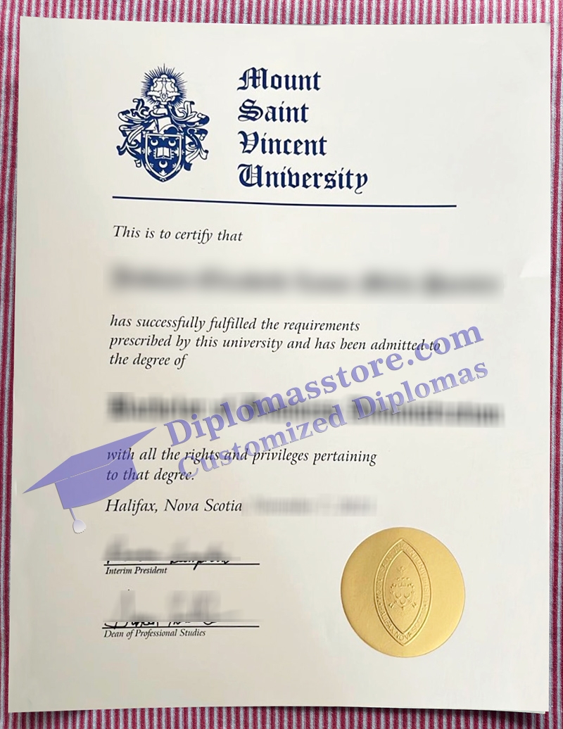 Mount Saint Vincent University diploma, MSVU degree,