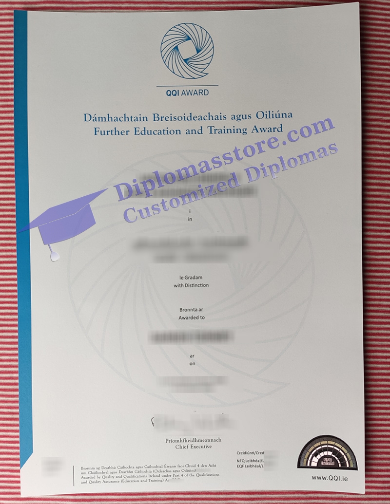 QQI Award diploma, QQI Award certificate,