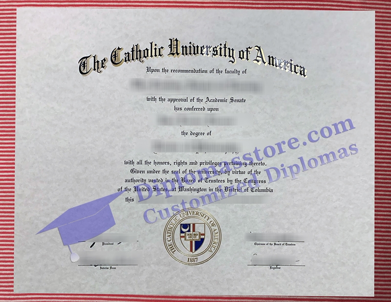 Catholic University of America diploma, Catholic University of America certificate,