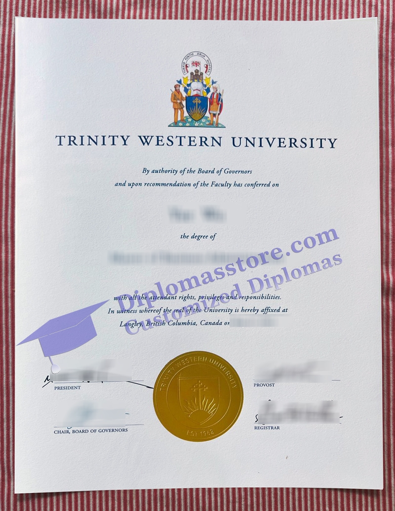 Trinity Western University diploma, Trinity Western University certificate,