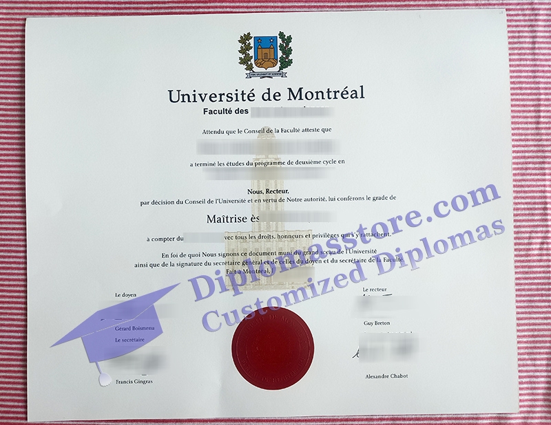 University of Montreal degree, Université de Montréal master diploma,