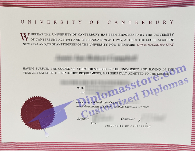 University of Canterbury degree, University of Canterbury certificate,