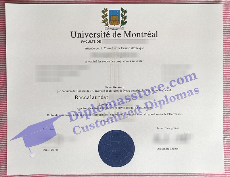 Université de Montréal diploma, UdeM bachelor degree,