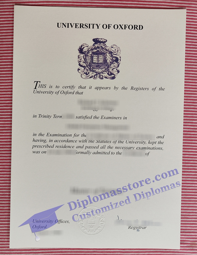 University of Oxford diploma, University of Oxford certificate,