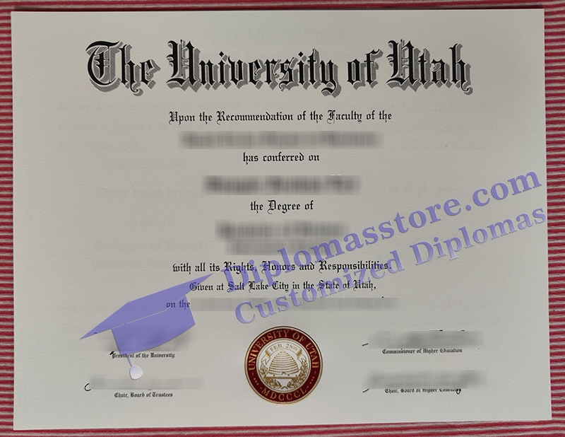 University of Utah diploma, University of Utah certificate,