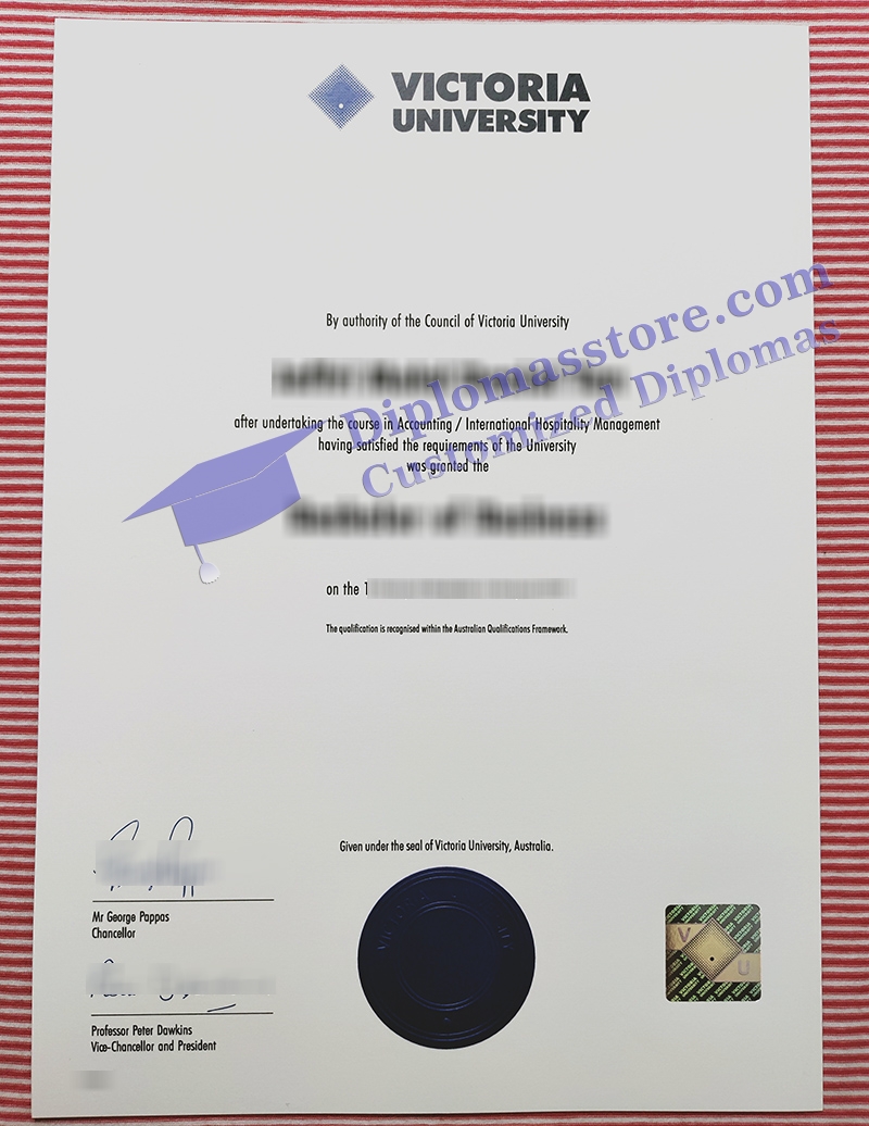 Victoria University diploma, Victoria University degree old version,