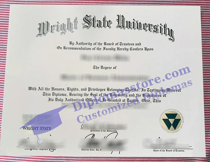 Wright State University diploma, Wright State University certificate,
