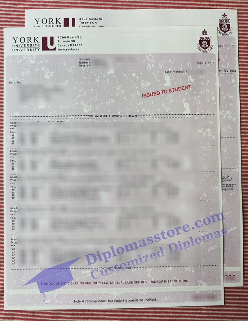 York University transcript, fake York University certificate,