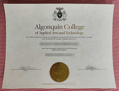 Algonquin College diploma certificate
