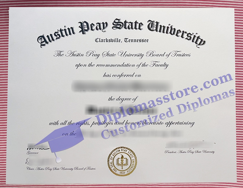 Austin Peay State University diploma, APSU certificate,