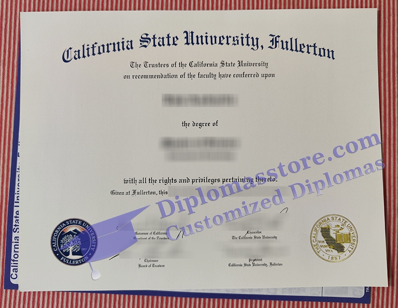 Cal State Fullerton diploma, CSU Fullerton certificate,