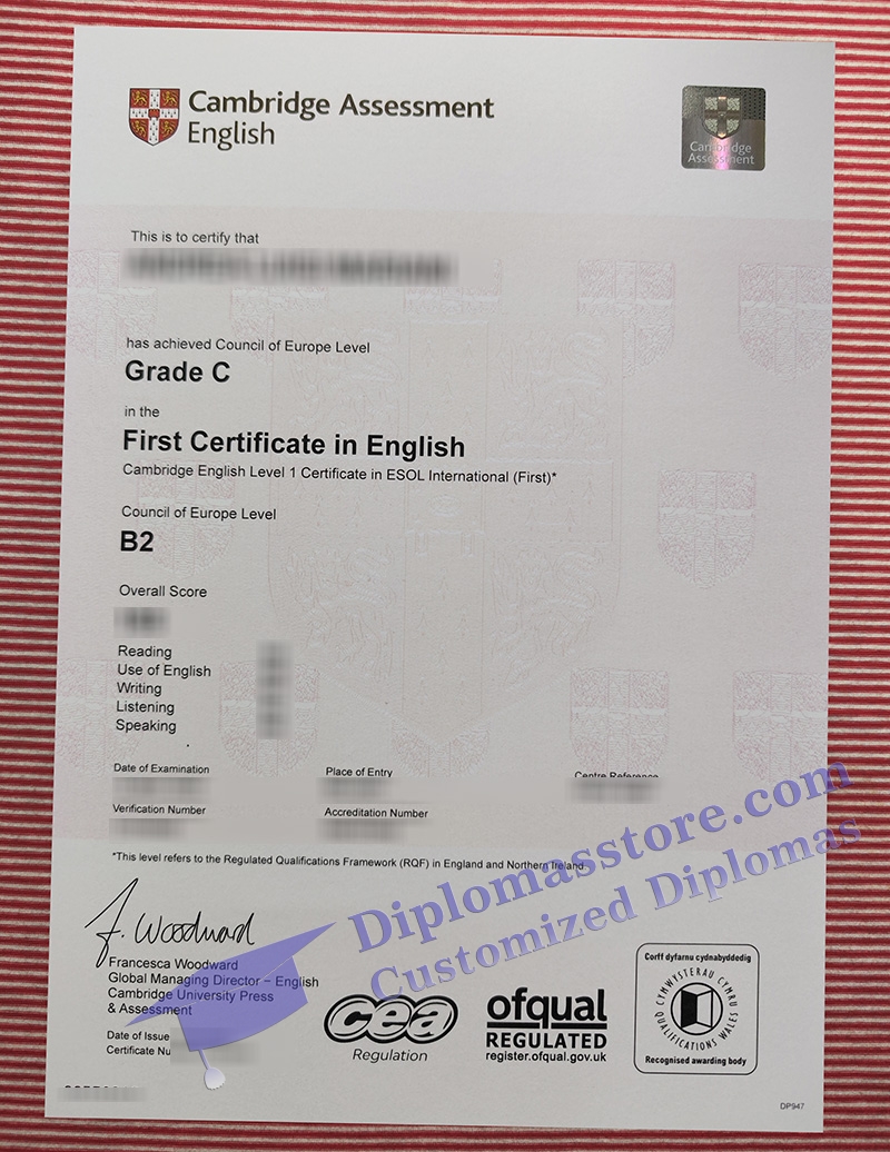 Cambridge B2 First certificate, Cambridge FCE certificate,