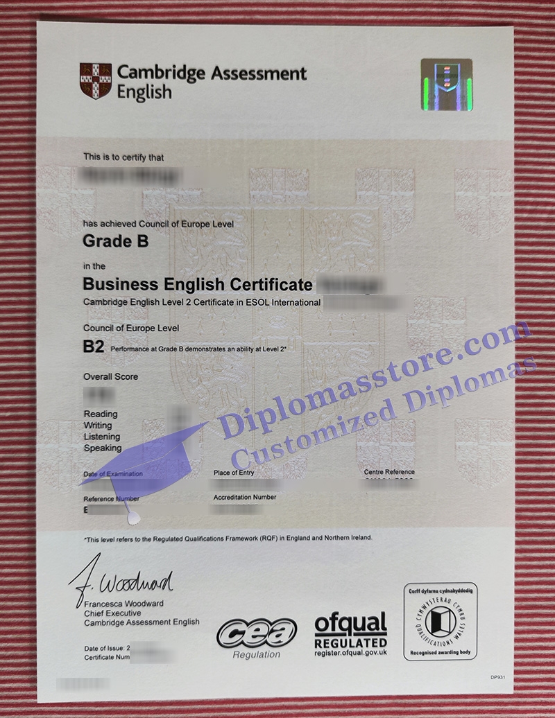Cambridge Business English Certificate, Cambridge BEC certificate,