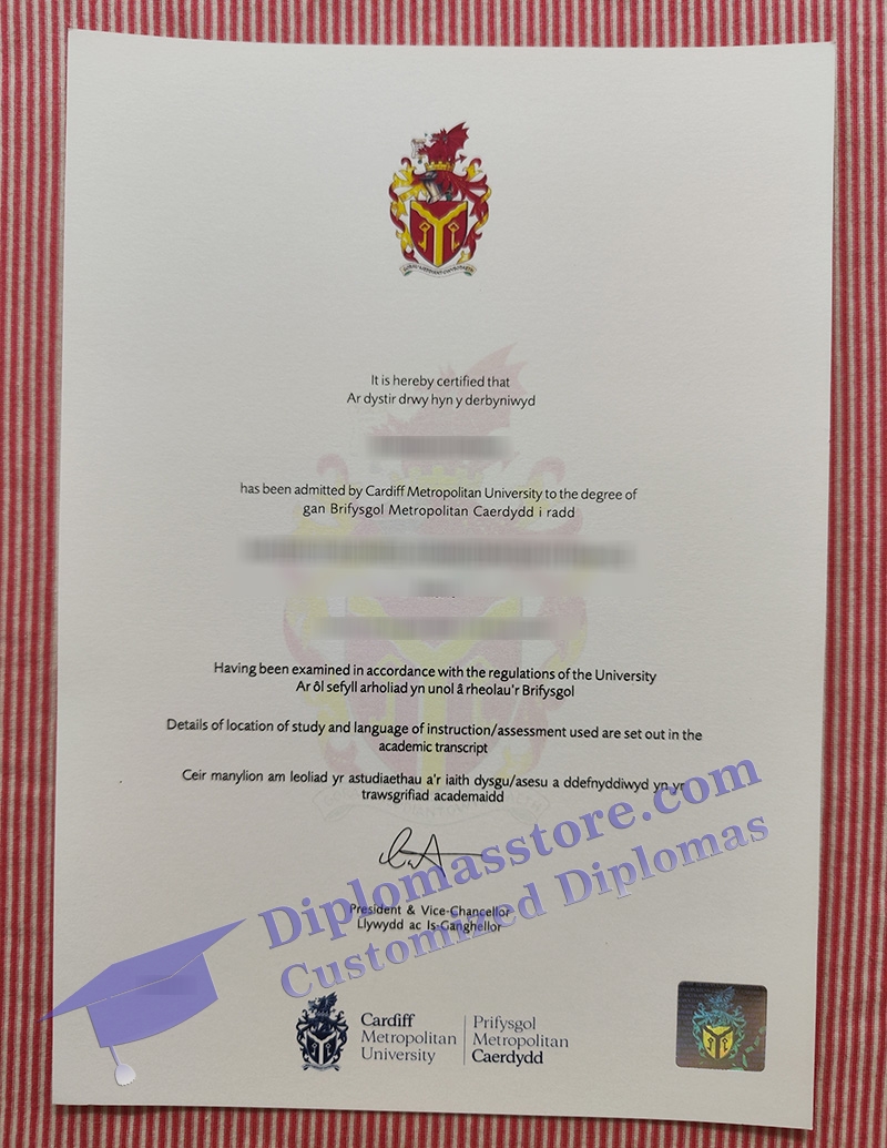 Cardiff Metropolitan University degree, Cardiff Metropolitan University certificate,