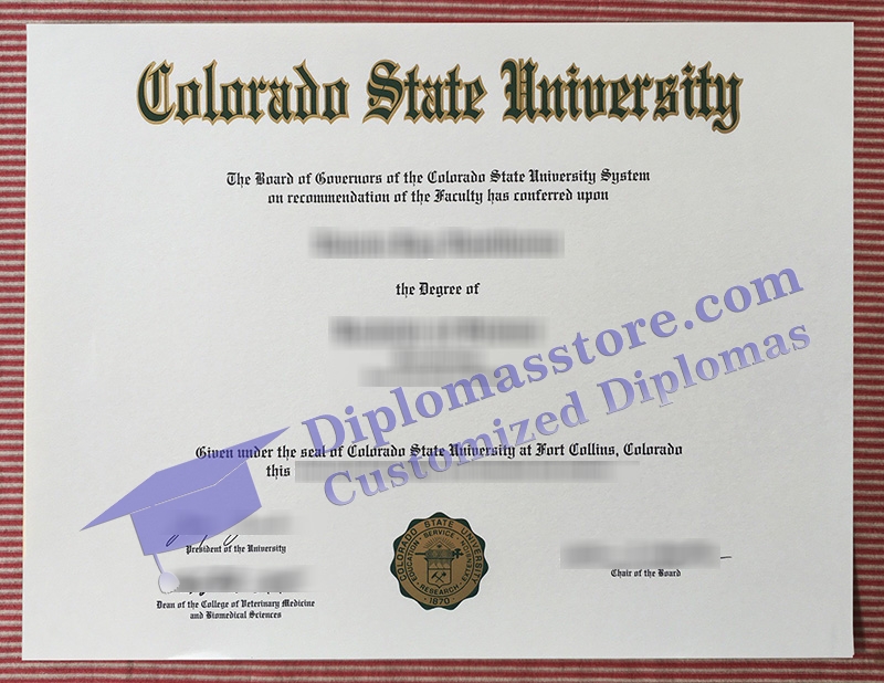 Colorado State University diploma, Colorado State University certificate,