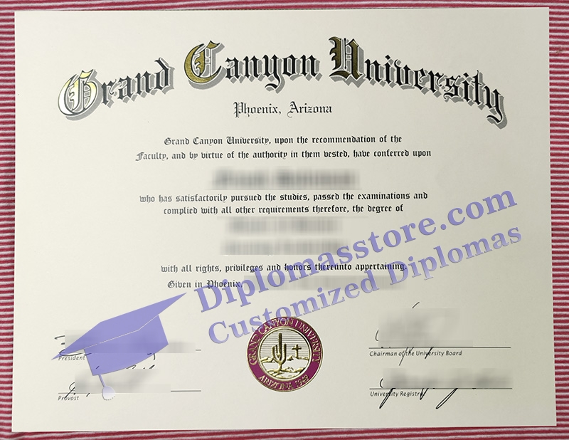 Grand Canyon University diploma, Grand Canyon University certificate,