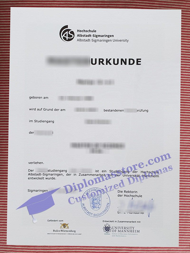 Hochschule Albstadt-Sigmaringen urkunde, Hochschule Albstadt-Sigmaringen diploma,