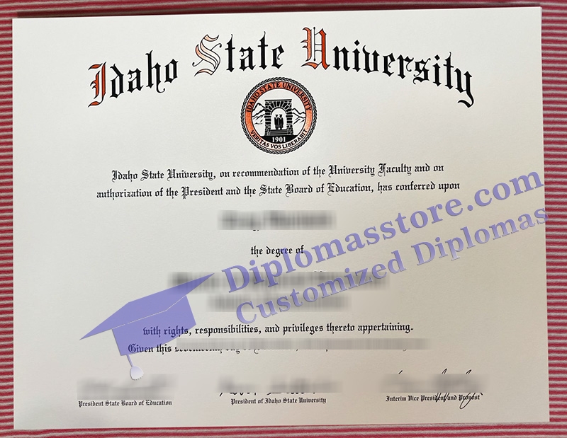Idaho State University diploma, Idaho State University certificate,